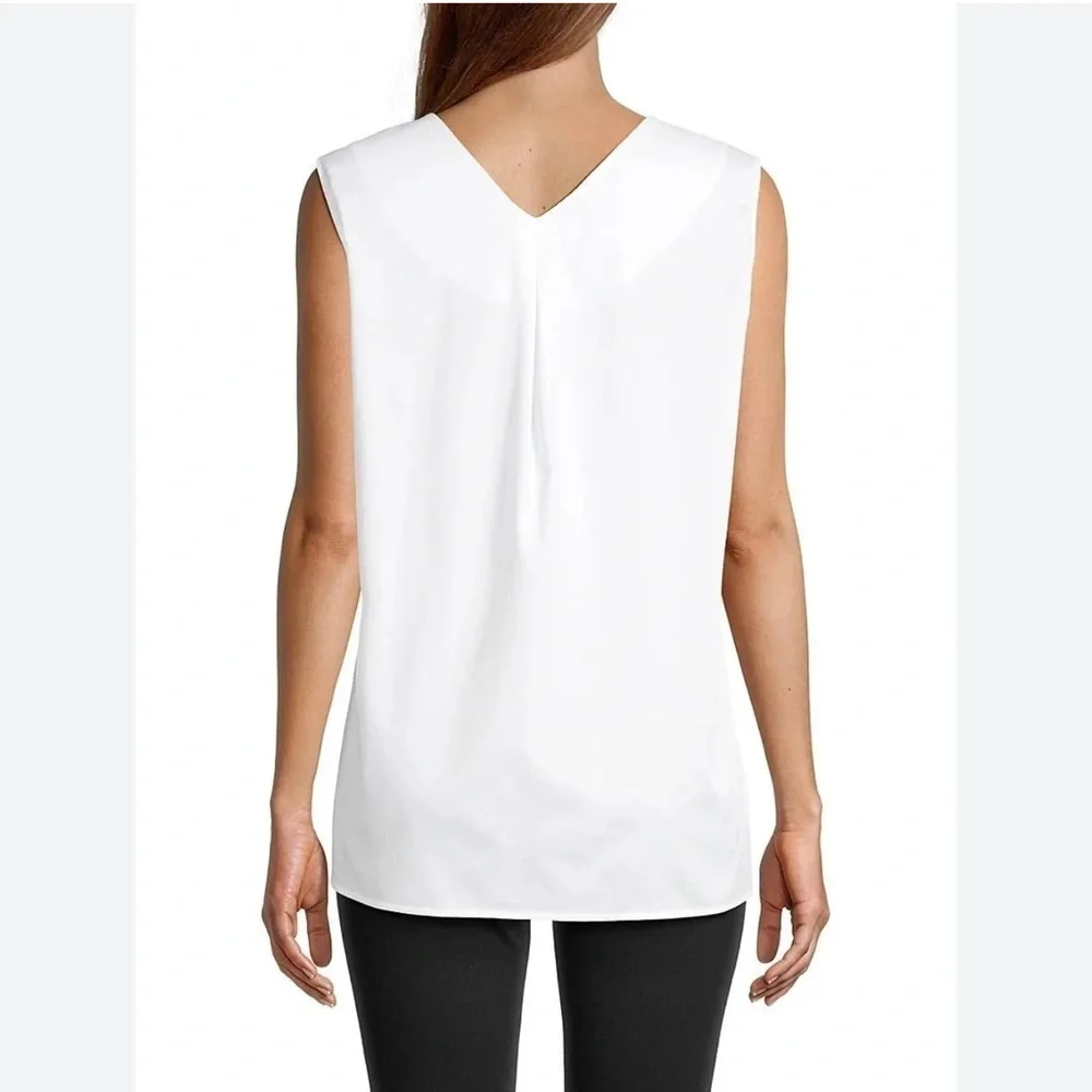 Harshman Aria Tank Sleeveless White Blouse VNack Sleeveless Top Cotton NWOT - Picture 11 of 12